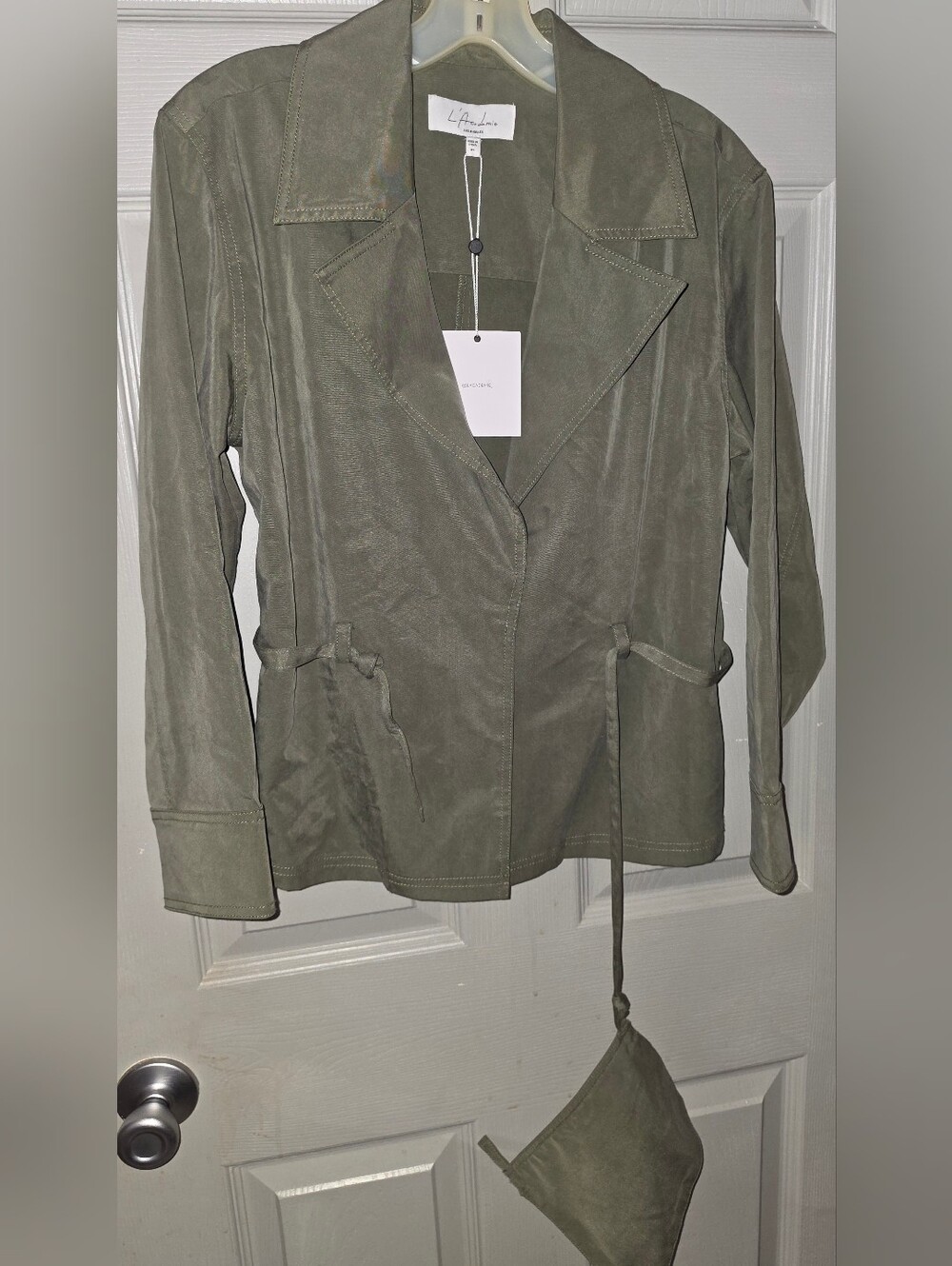 NWT L'Academie Revolve Tencel Olive Green Belted Blazer Jacket Women's XS